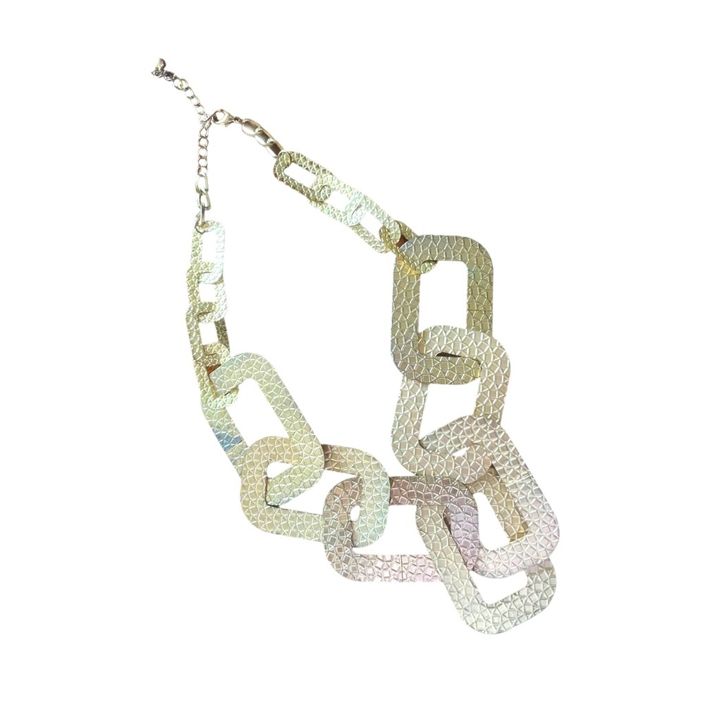 Gold Rhinestone Chain Link Statement Necklace - image 3